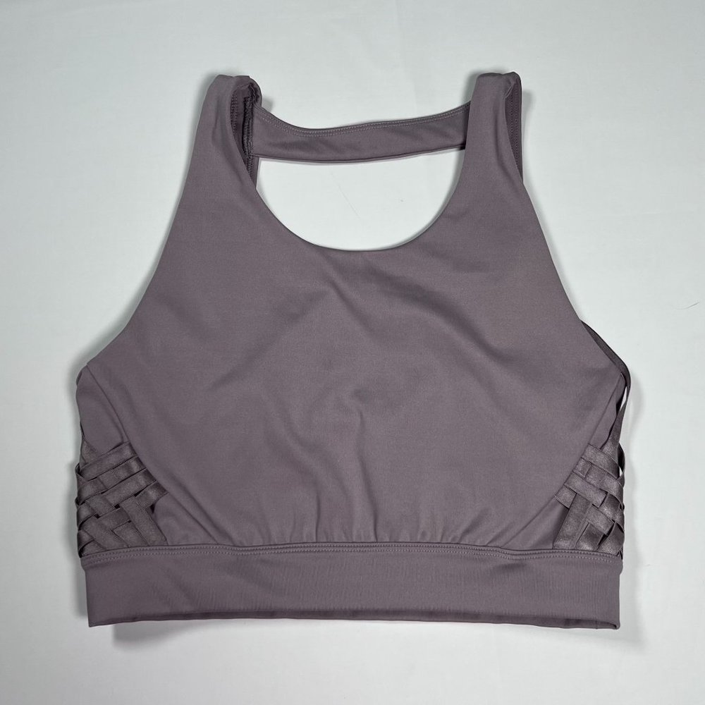 Under Armour Sports Bra Size Small Light Purple Strappy Sides Mesh Back